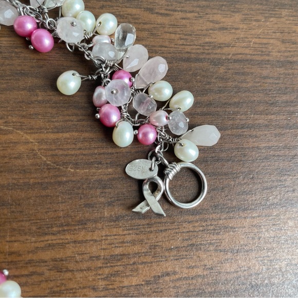 Sterling Silver Pink Bracelet For Breast Cancer Awareness - Picture 6 of 6
